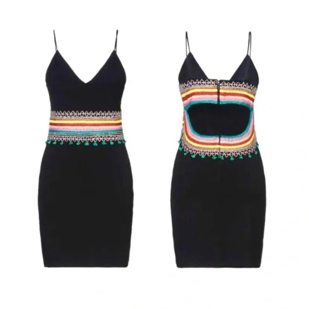 Alice + Olivia Women's Loralee Embroidered Open-Back Fitted Mini Dress, Size 0